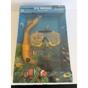 US Divers Aqua Lung Eagle Ray Mask & Doble Dry Snorkel Set Yellow Professional